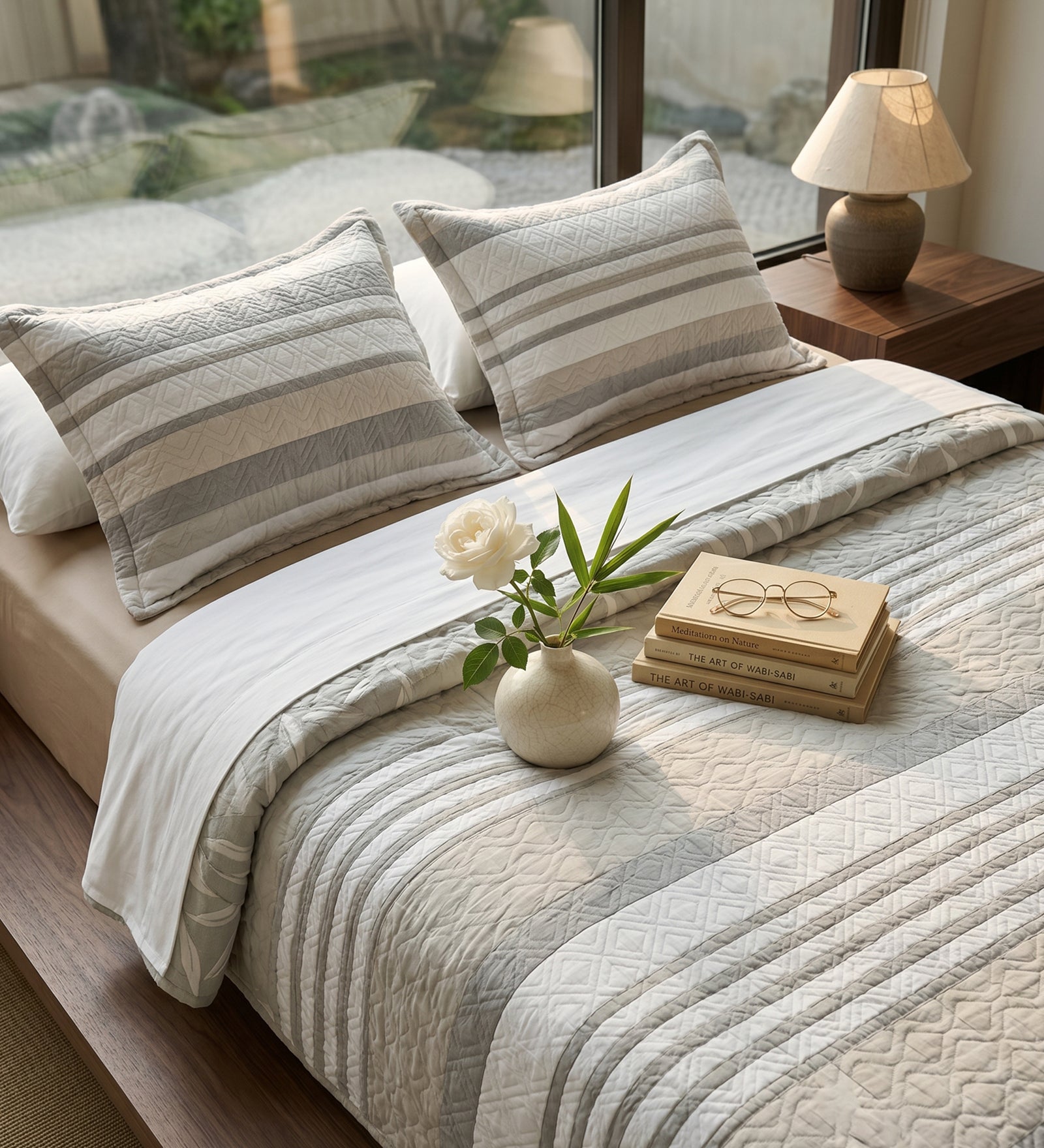 Egyptian Cotton King Bedcover With 2 Pillow Covers And Multipurpose Bag