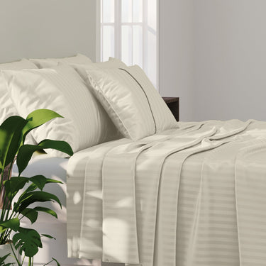 Simple Living - 210TC Satin Stripe Bedsheet Set(Cream)