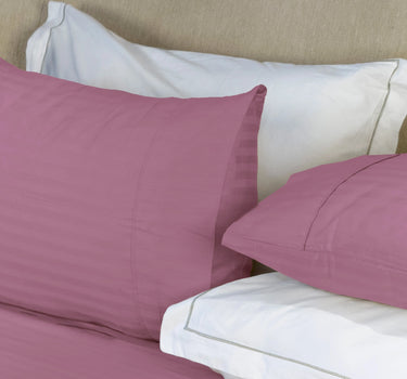 Simple Living - 210TC Satin Stripe Bedsheet Set(Berry Fizz)