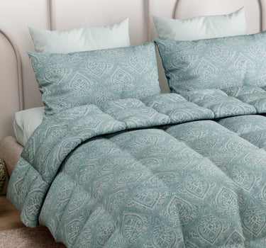 LABHAM Everyday 180TC 4Pc King Size Bedding Set - 100% Cotton, Super Soft with All Season Comfort (Paisley Motifs - Cyan)