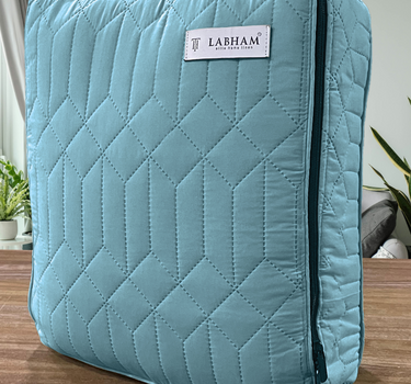 LABHAM® Azure King Size Bedcover Set - 300GSM Quilted, (90"x108") Super Soft, Durable, Easy Care, Bedspread with 2 Pillow Covers & Storage Bag (Sky)