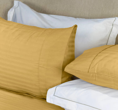 Simple Living - 210TC Satin Stripe Bedsheet Set(Golden)