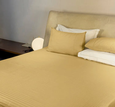 Simple Living - 210TC Satin Stripe Bedsheet Set(Golden)