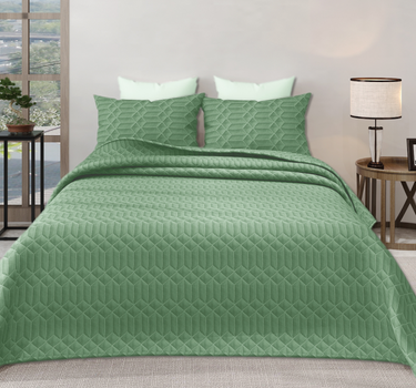 LABHAM® Azure King Size Bedcover Set - 300GSM Quilted, (90"x108") Super Soft, Durable, Easy Care, Bedspread with 2 Pillow Covers & Storage Bag (Sage)