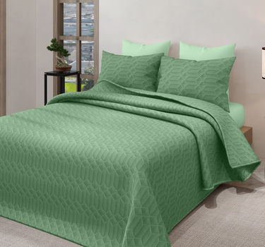 LABHAM® Azure King Size Bedcover Set - 300GSM Quilted, (90"x108") Super Soft, Durable, Easy Care, Bedspread with 2 Pillow Covers & Storage Bag (Sage)
