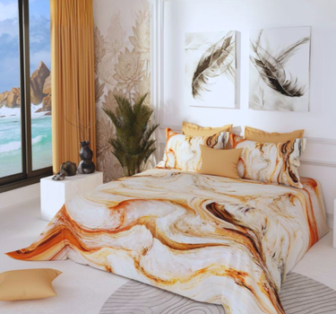 300TC Luxury Silk King Bedsheet Set - Marble