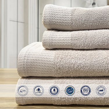 Celebration - 450GSM 100% Pure Cotton 4 Piece Towel Set (Beige)