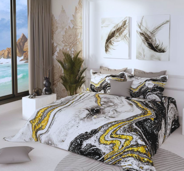 300TC Luxury Silk King Bedsheet Set - Marble