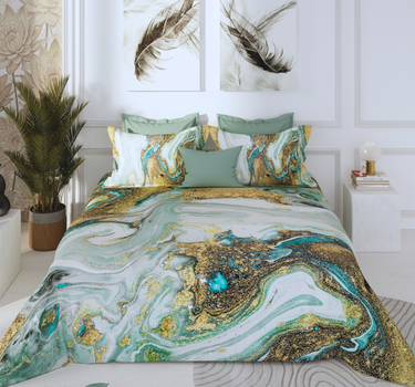 300TC Luxury Silk King Bedsheet Set - Marble