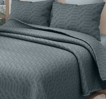 LABHAM® Azure Microfiber King Size Bedcover Set - 300GSM Ultra Sonic Quilted, (90"x108") Super Soft, Durable, Easy Care, Bedspread with 2 Pillow Covers & Storage Bag (Denim)