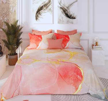 300TC Luxury Silk King Bedsheet Set - Marble