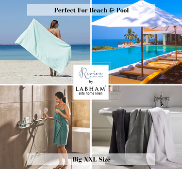 Revive- Pure Cotton Towel for Bath - 500GSM - Fluffy & Soft - Super Absorbent - 1pc Bath Towel (90cm x 180cm) - XXL Size