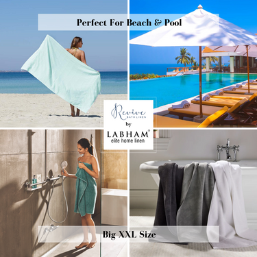 Revive- Pure Cotton Towel for Bath - 500GSM - Fluffy & Soft - Super Absorbent - 1pc Bath Towel (90cm x 180cm) - XXL Size