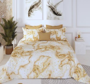 300TC Luxury Silk King Bedsheet Set - Marble