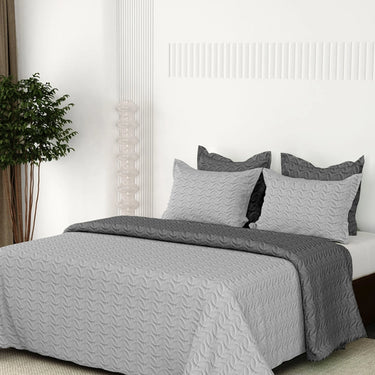 Rangriti - King Size Reversible Bedcover Set (Silver & Grey)