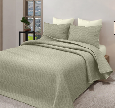 LABHAM® Azure Microfiber King Size Bedcover Set - 300GSM Ultra Sonic Quilted, (90"x108") Super Soft, Durable, Easy Care, Bedspread with 2 Pillow Covers & Storage Bag (Ivory)