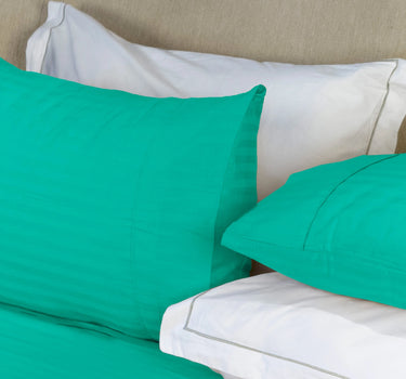 Simple Living - 210TC Satin Stripe Bedsheet Set(Sea green)