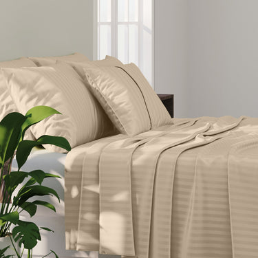 Simple Living - 210TC Satin Stripe Bedsheet Set(Lemon Light)
