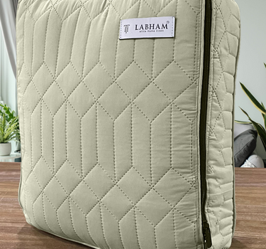 LABHAM® Azure Microfiber King Size Bedcover Set - 300GSM Ultra Sonic Quilted, (90"x108") Super Soft, Durable, Easy Care, Bedspread with 2 Pillow Covers & Storage Bag (Ivory)