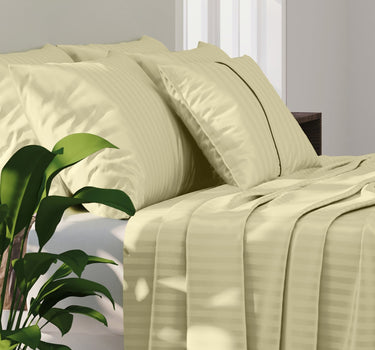 Simple Living - 210TC Satin Stripe Bedsheet Set(Lemon Light)