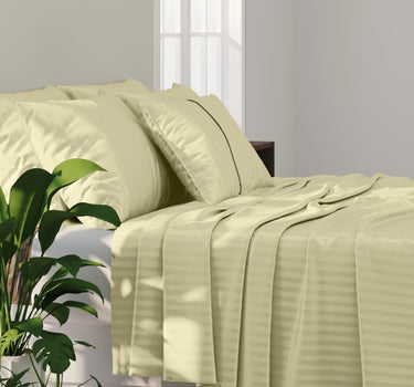 Simple Living - 210TC Satin Stripe Bedsheet Set(Lemon Light)