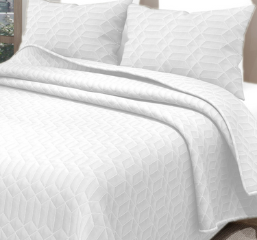 LABHAM® Azure Microfiber King Size Bedcover Set - 300GSM Ultra Sonic Quilted, (90"x108") Super Soft, Durable, Easy Care, Bedspread with 2 Pillow Covers & Storage Bag (White)