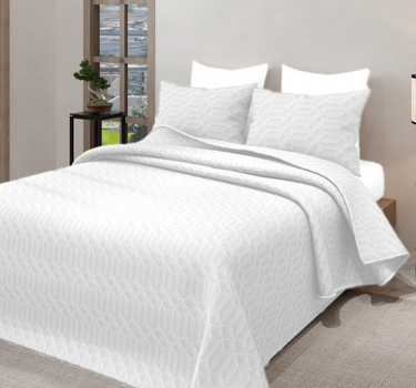 LABHAM® Azure Microfiber King Size Bedcover Set - 300GSM Ultra Sonic Quilted, (90"x108") Super Soft, Durable, Easy Care, Bedspread with 2 Pillow Covers & Storage Bag (White)