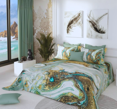 300TC Luxury Silk King Bedsheet Set - Marble