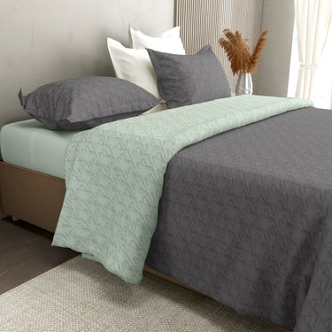 Aura-Multi-needle quilted, Reversible Bedcover (Grey&Pistachio)