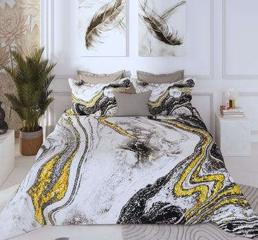 300TC Luxury Silk King Bedsheet Set - Marble