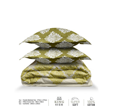 RANGRITI 180TC Pure Cotton King Size Comforter Bedding Set