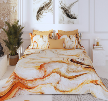300TC Luxury Silk King Bedsheet Set - Marble
