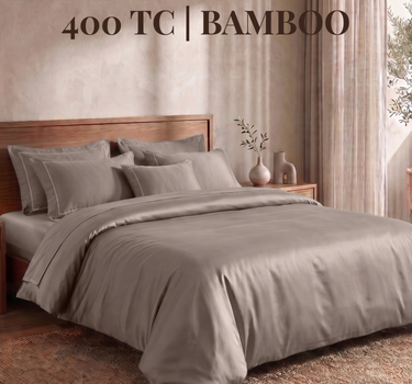 LABHAM 400TC 100% Bamboo King Size Bedsheet Set wit 2 Matching Pillow Covers - Cooling, Ultra Soft & Breathable - Brown