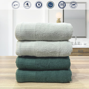 Revive-Pack Of 4 Multipurpose Super Soft Hand Towels (Pistachio&Green)