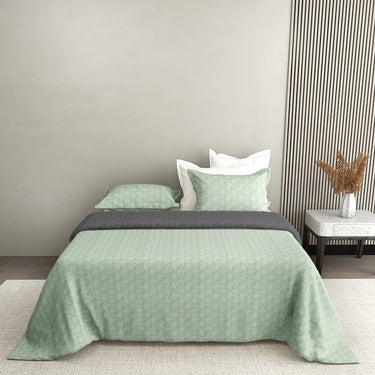 Aura-Multi-needle quilted, Reversible Bedcover (Pistachio&Grey)
