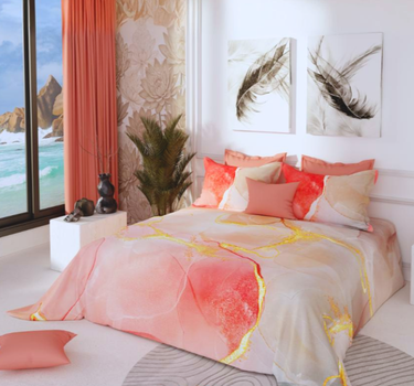 300TC Luxury Silk King Bedsheet Set - Marble