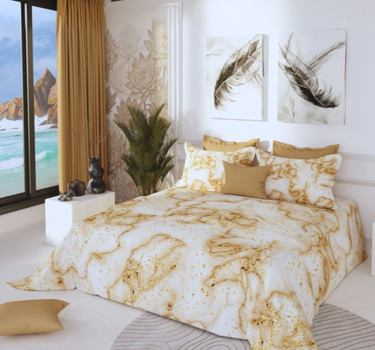 300TC Luxury Silk King Bedsheet Set - Marble