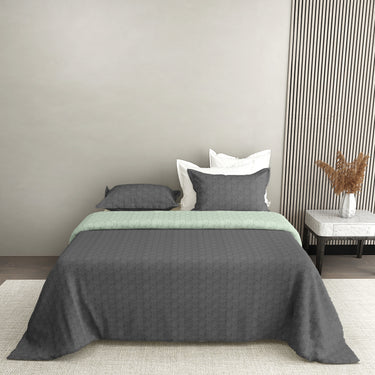Aura-Multi-needle quilted, Reversible Bedcover (Grey&Pistachio)
