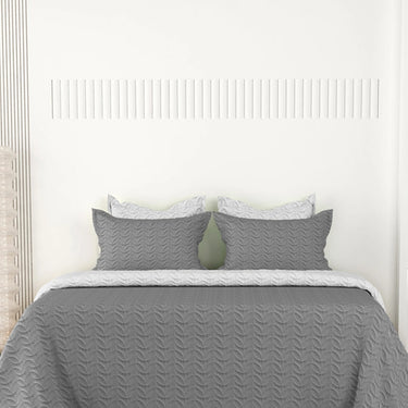 Rangriti - King Size Reversible Bedcover Set (Grey & Silver)