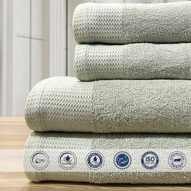 Celebration -4Pc Pure Cotton Bath Towel Set (Pistachio)
