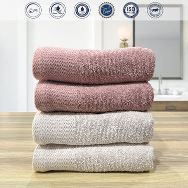 Revive- Pack Of 4 Multipurpose Super Soft Hand Towels (Rose&Beige)