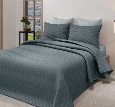 LABHAM® Azure Microfiber King Size Bedcover Set - 300GSM Ultra Sonic Quilted, (90"x108") Super Soft, Durable, Easy Care, Bedspread with 2 Pillow Covers & Storage Bag (Denim)