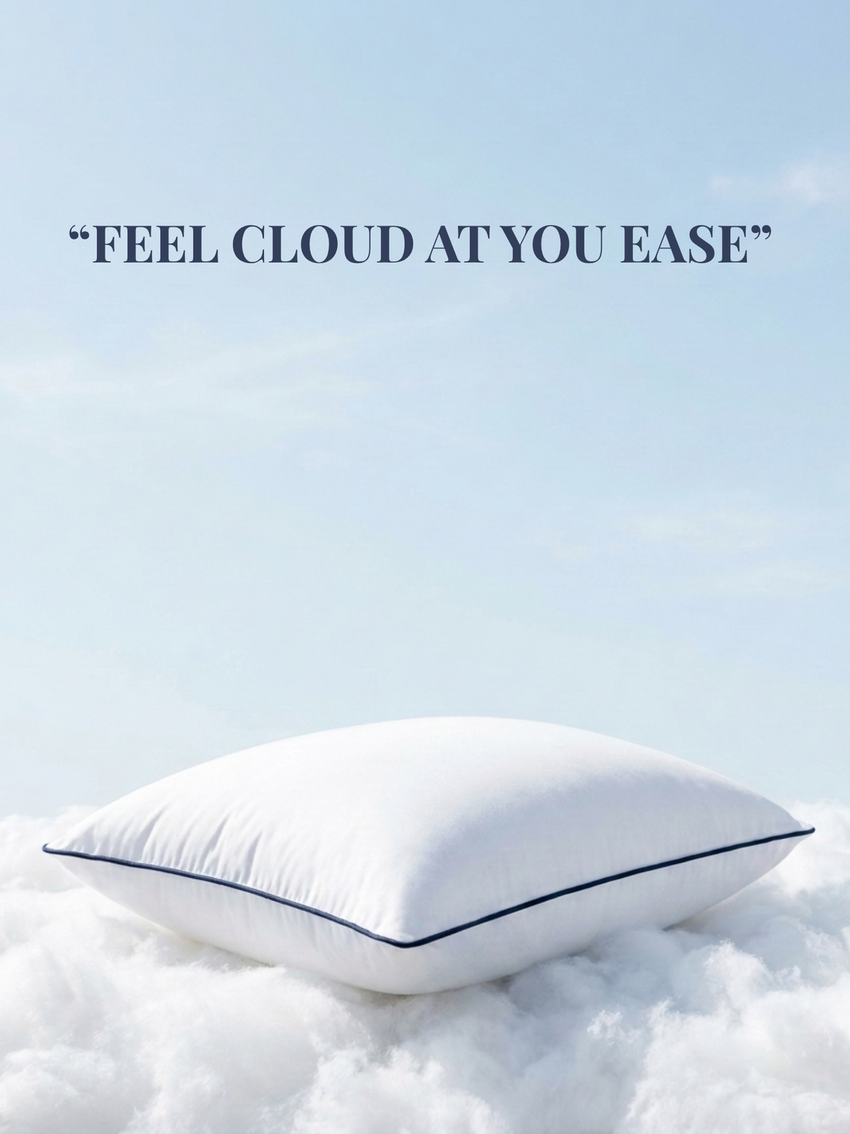 Hand pressing into the Labham Loft Pillow showing the plush 1.5D microfibre fill and loft recovery