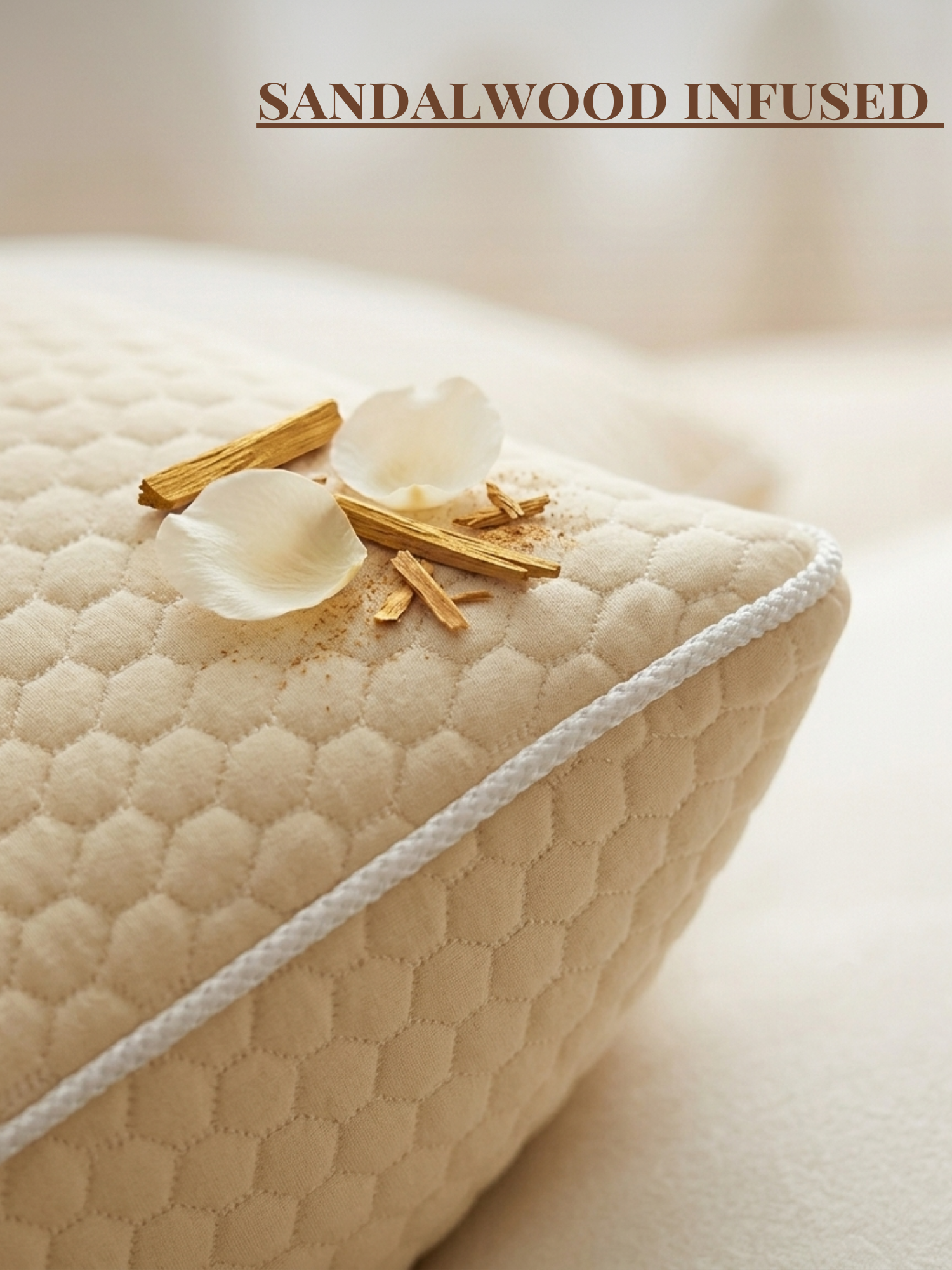 Sandalwood Aroma PillowSandalwood Aroma Pillow — knitted fabric infused with sandalwood fragrance, 1.5D microfibre fill