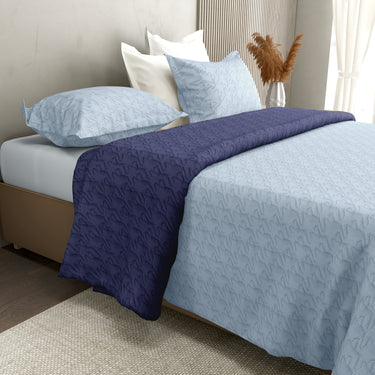 Aura Multi Needle Quilted, Reversible Bedcover (Sky Blue & Navy Blue)