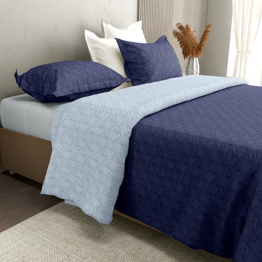Aura-Multi-needle quilted, Reversible Bedcover (NavyBlue & SkyBlue)