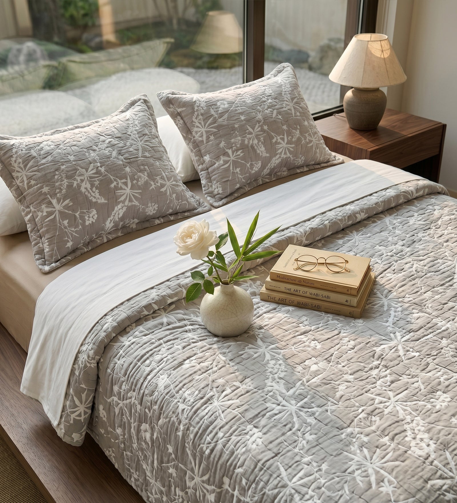 Egyptian Cotton King Bedcover With 2 Pillow Covers And Multipurpose Bag
