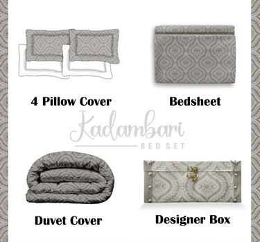 Kadambari 300TC Percale Cotton 7Pc Luxury Bedding Set