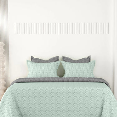 Rangriti - King Size Reversible Bedcover Set (Pistachio & Grey)
