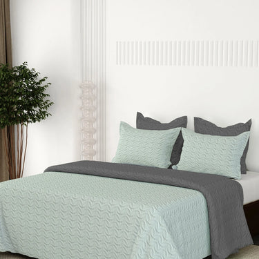 Rangriti - King Size Reversible Bedcover Set (Pistachio & Grey)